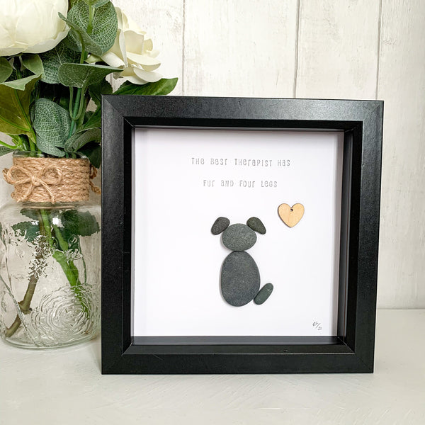 The Best Therapist Has Fur And Four Legs Pebble Art Box Frame | Dog Lover Gift