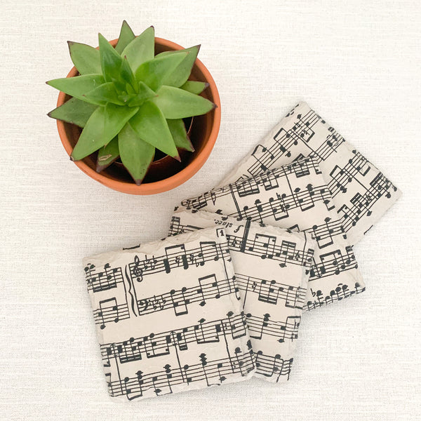 Musical Notes Decoupaged Slate Coasters (Set of 2, Set of 4)