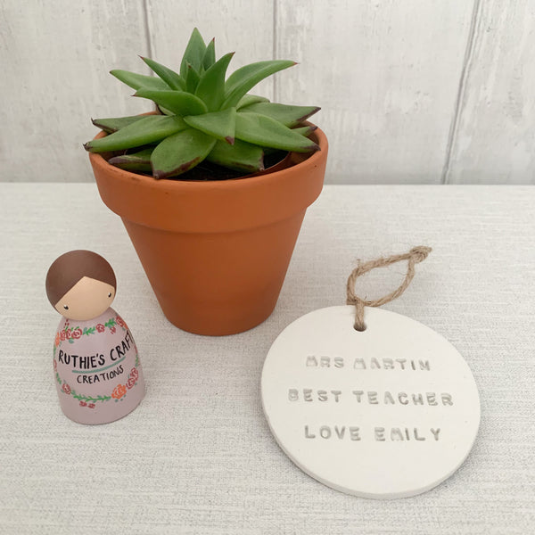 Personalised Best Teacher Gift | Hanging Decoration | Clay Keepsake