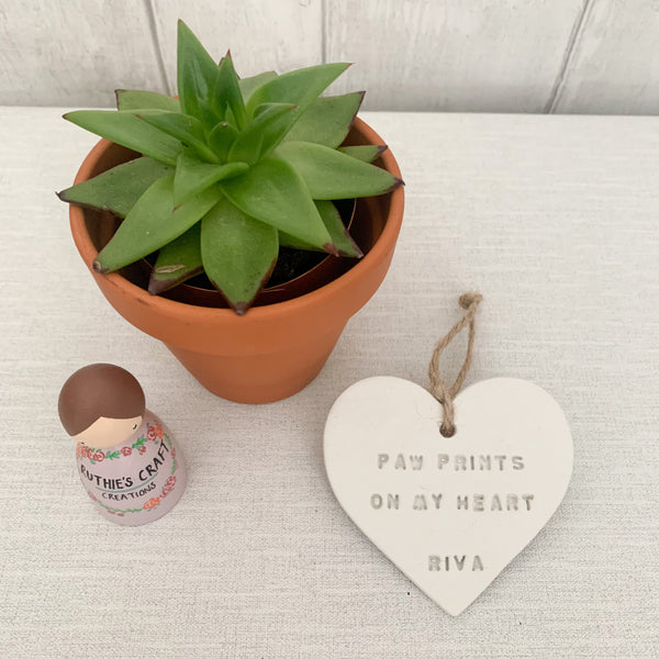 Paw Prints On My Heart Pet Memorial Gift | Hanging Decoration | Clay Keepsake