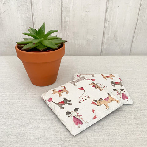 Dog Decoupaged Slate Coasters (Set of 2, Set of 4)