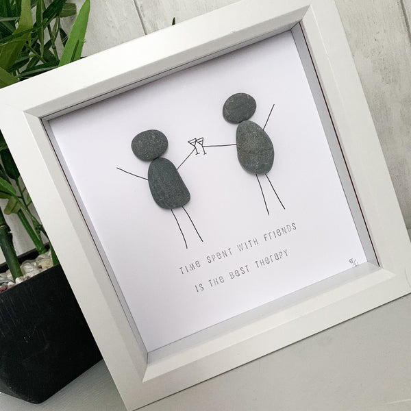 Time Spent With Friends Is The Best Therapy Pebble Art Box Frame