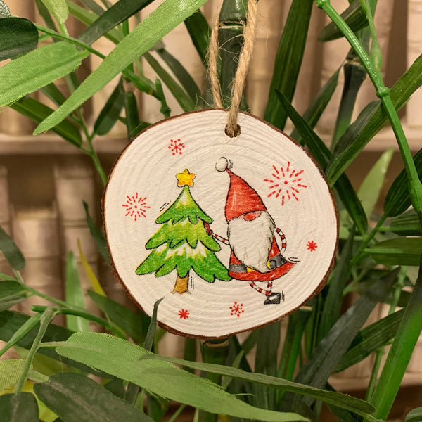 Santa Tree Wooden Log Slice Hanging Decoration | Christmas Decoration | Tree Decoration