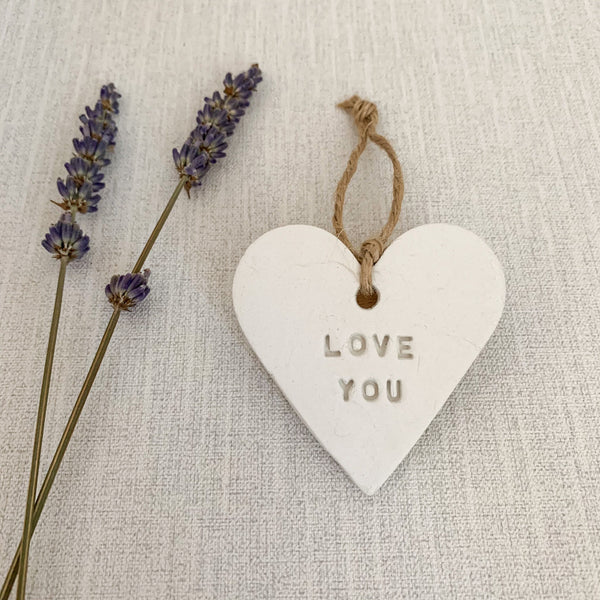 Love You Valentines Gift | Hanging Decoration | Clay Keepsake