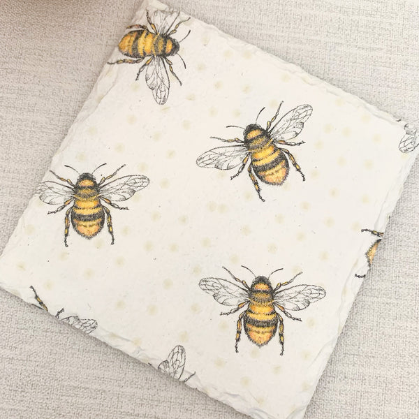 Bee Decoupaged Slate Coasters (Set of 2, Set of 4)