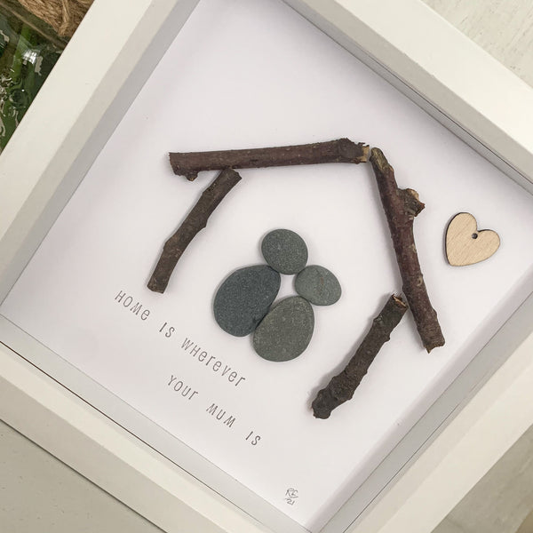 Home Is Wherever Your Mum Is Pebble Art Box Frame | Mothers Day Gift