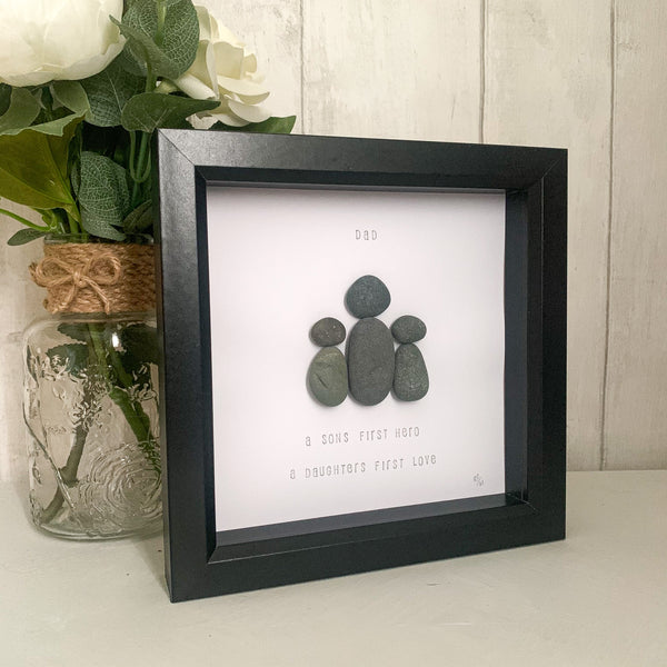 Dad Son and Daughter Pebble Art Frame | Father’s Day Gift