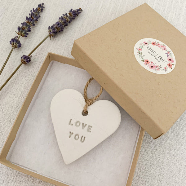 Love You Valentines Gift | Hanging Decoration | Clay Keepsake