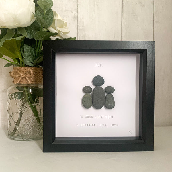 Dad Son and Daughter Pebble Art Frame | Father’s Day Gift