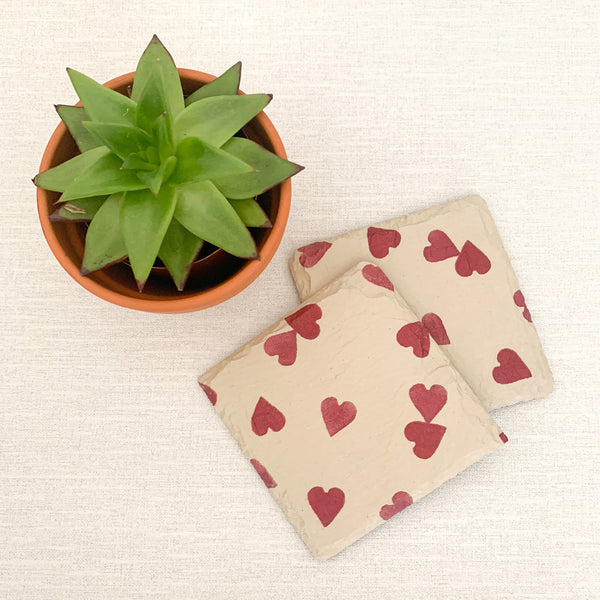 EB Hearts Decoupaged Slate Coasters (Set of 2, Set of 4)