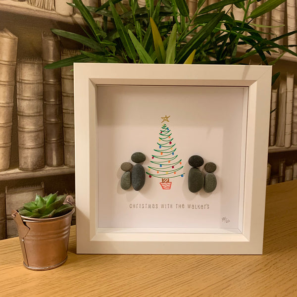 Christmas With The Walkers *any surname* Christmas Tree Pebble Art Box Frame