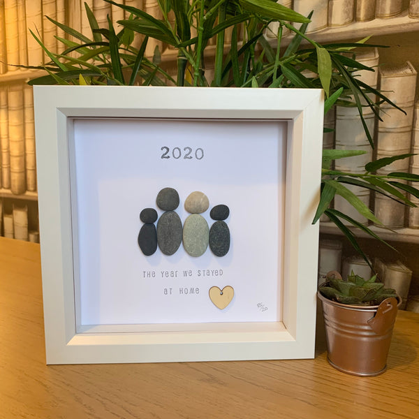 2020 The Year We Stayed At Home Pebble Art Box Frame