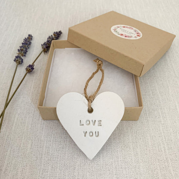 Love You Valentines Gift | Hanging Decoration | Clay Keepsake