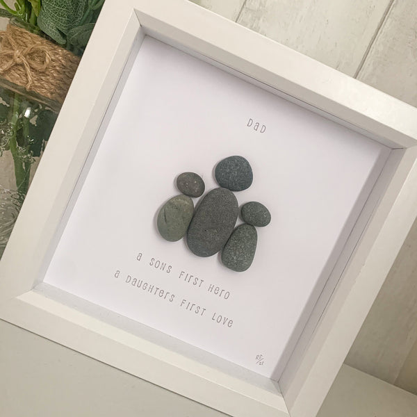 Dad Son and Daughter Pebble Art Frame | Father’s Day Gift