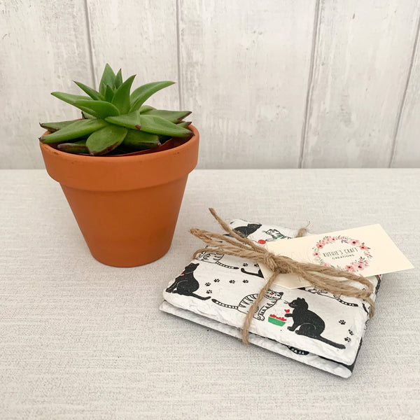 Cats and Kittens Decoupaged Slate Coasters (Set of 2, Set of 4)