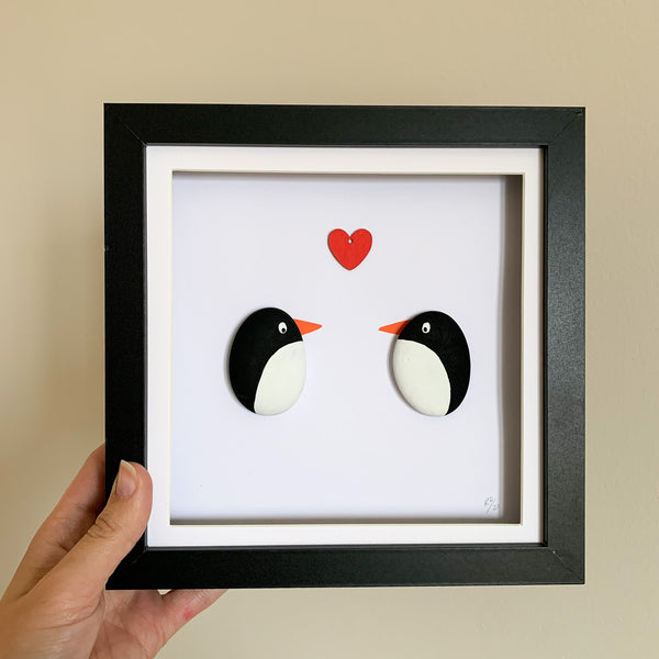 Penguin Pebble Art Box Frame