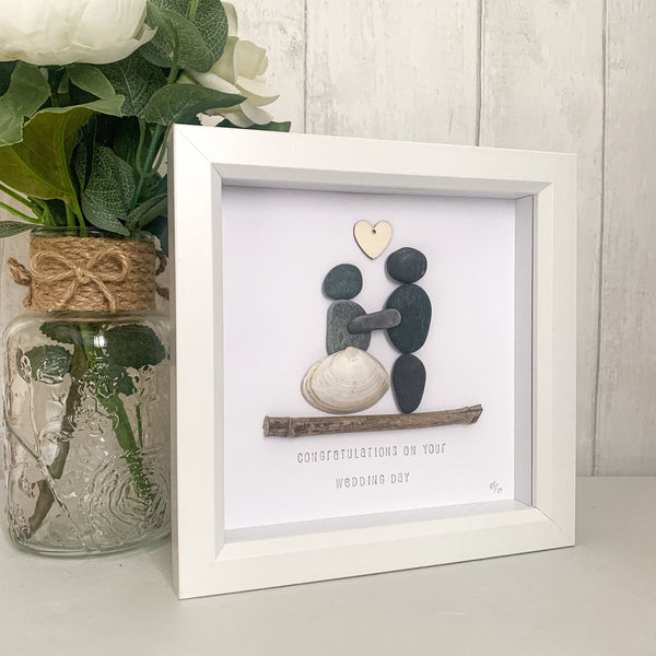 Wedding Day Congratulations Pebble Art Box Frame | Wedding Gift