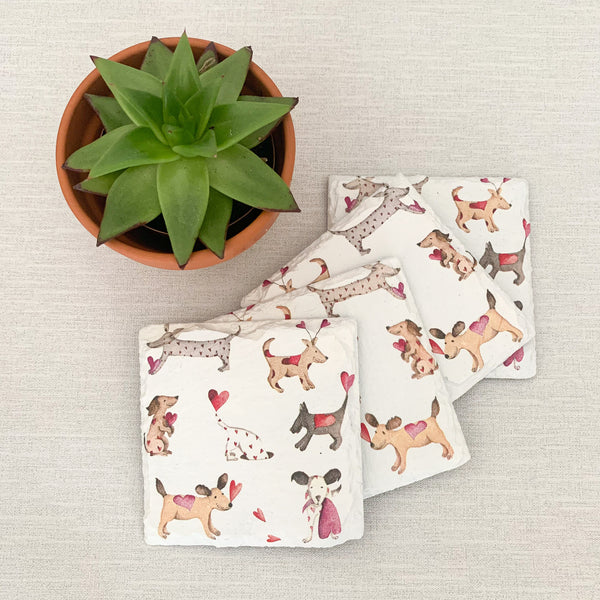 Dog Decoupaged Slate Coasters (Set of 2, Set of 4)