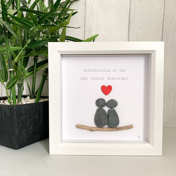 Congratulations On Your * Ruby | Golden | Silver * Wedding Anniversary Pebble Art Box Frame