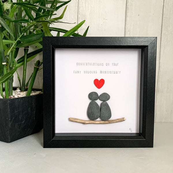 Congratulations On Your * Ruby | Golden | Silver * Wedding Anniversary Pebble Art Box Frame