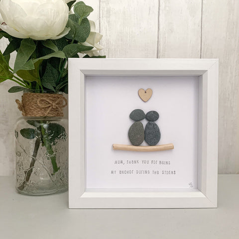 Personalized Christmas Gift for Mom, Mom and Daughter Pebble Art