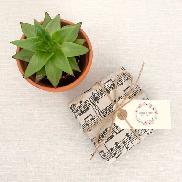 Musical Notes Decoupaged Slate Coasters (Set of 2, Set of 4)