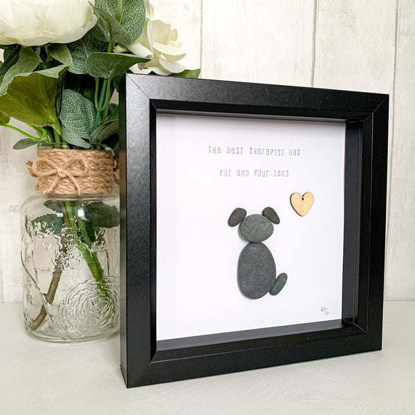 The Best Therapist Has Fur And Four Legs Pebble Art Box Frame | Dog Lover Gift