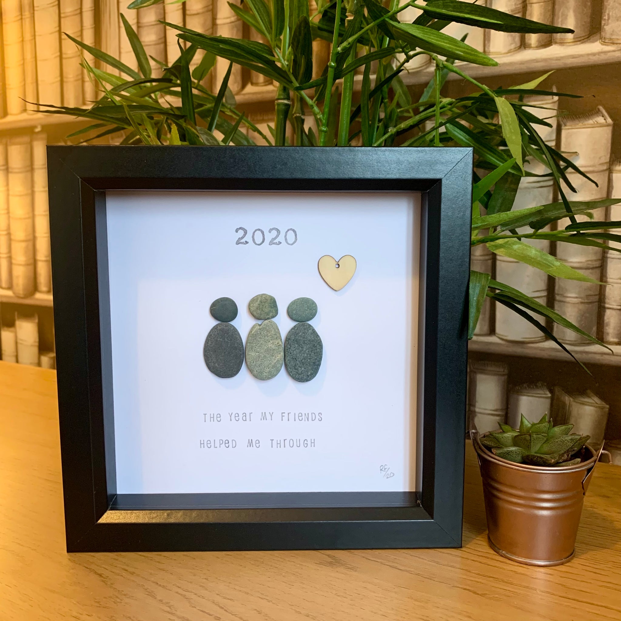 2020 The Year My Friends Helped Me Through Pebble Art Box Frame