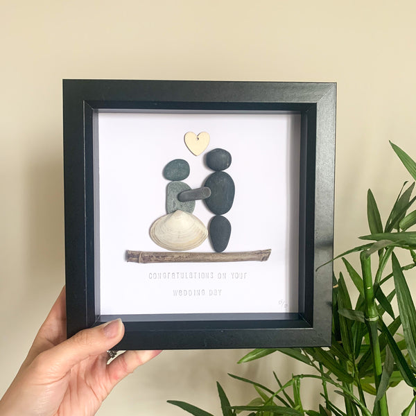 Wedding Day Congratulations Pebble Art Box Frame | Wedding Gift