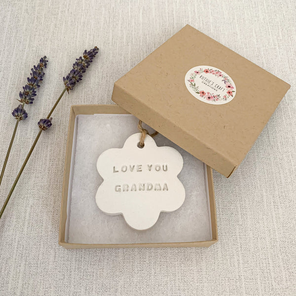 Grandma Birthday Gift | Hanging Decoration | Clay Keepsake