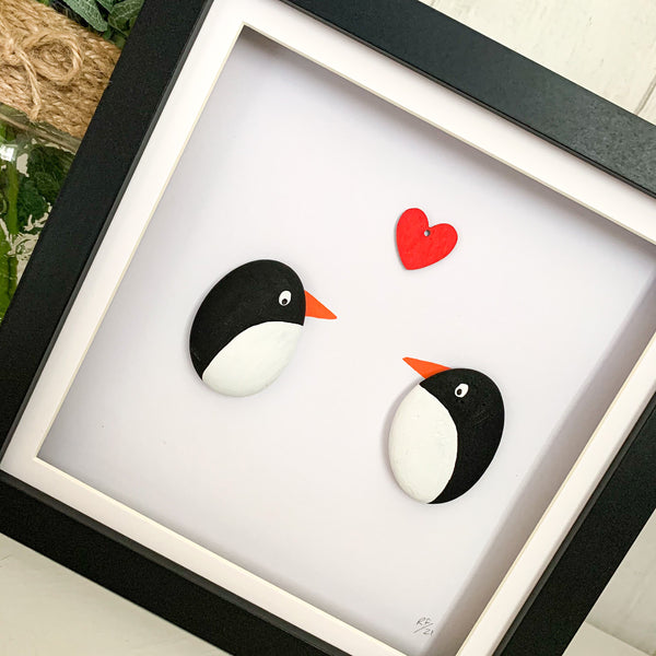 Penguin Pebble Art Box Frame