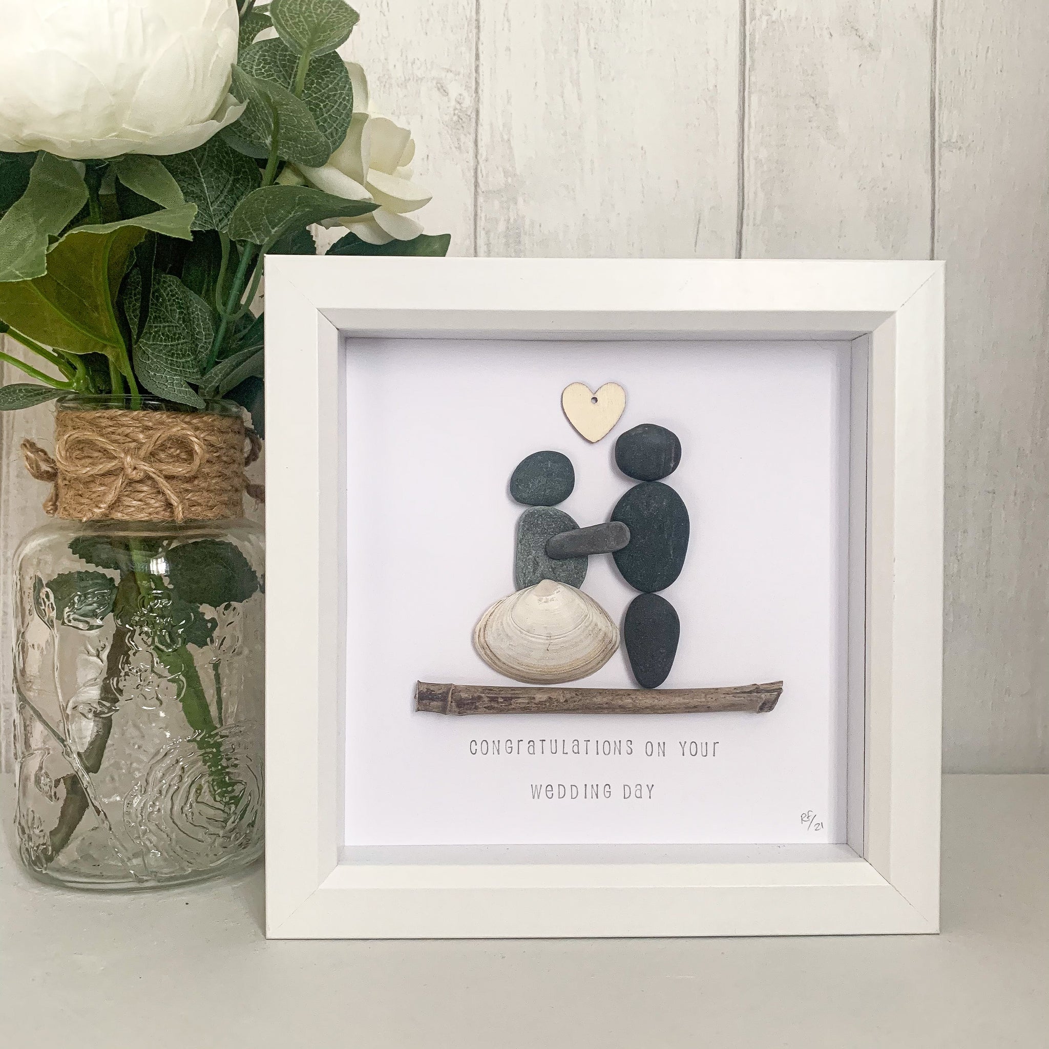 Wedding Day Congratulations Pebble Art Box Frame | Wedding Gift