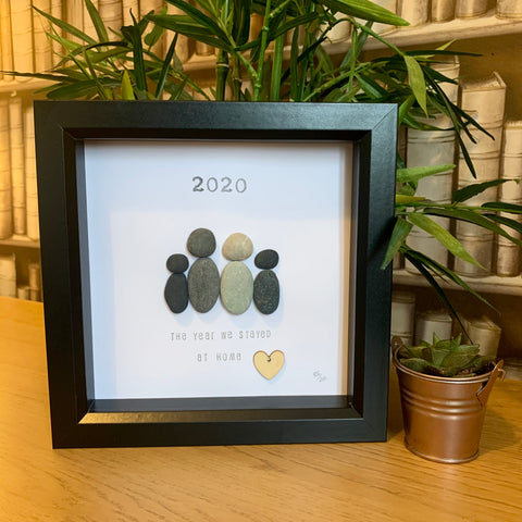 2020 The Year We Stayed At Home Pebble Art Box Frame